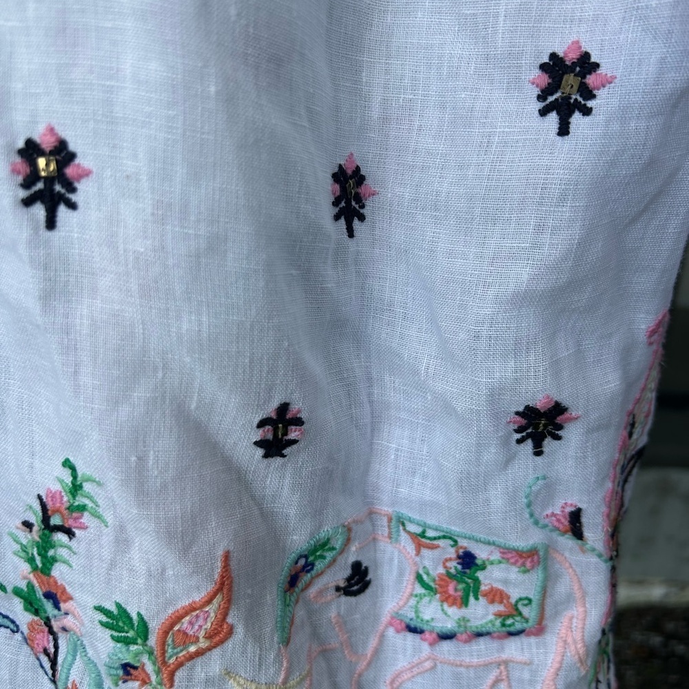 Calypso St Barth Linen Mini Dress Embroidered Swim Coverup Resortwear Sz M - Picture 9 of 10